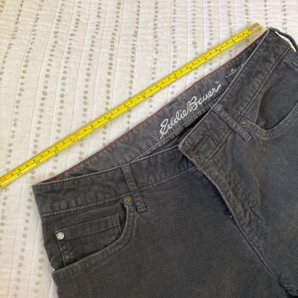 SALE! Eddie Bauer Charcoal Gray Corduroy Boyfriend Pants Classic Prep Academia 2 - Picture 3 of 8